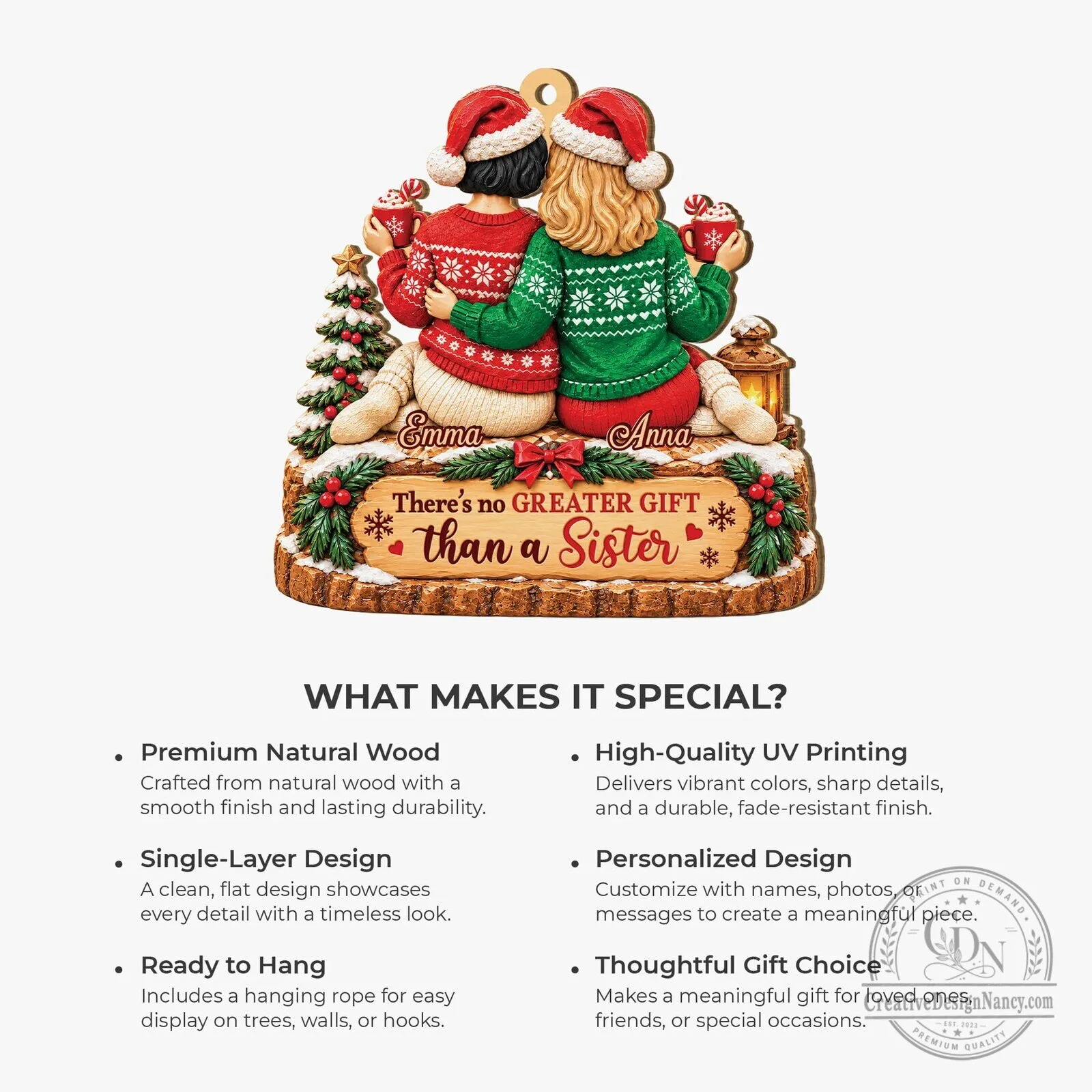 Personalized Sisters Christmas Ornament There's No Greater Gift Than a Sister 11 Personalized Sisters Christmas Ornament There