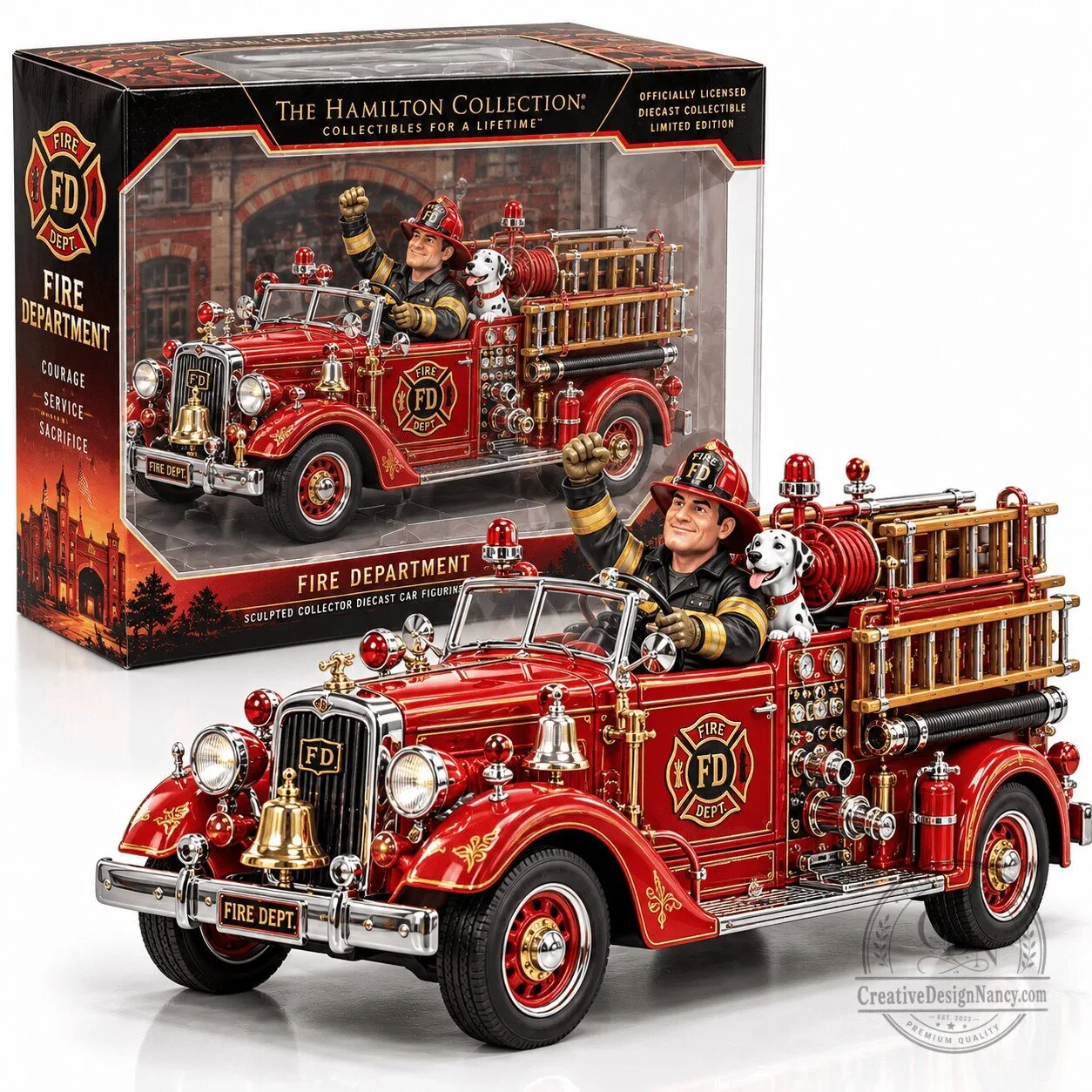 Fire Department Heritage Diecast Vehicle Collectible Firetruck Figurine