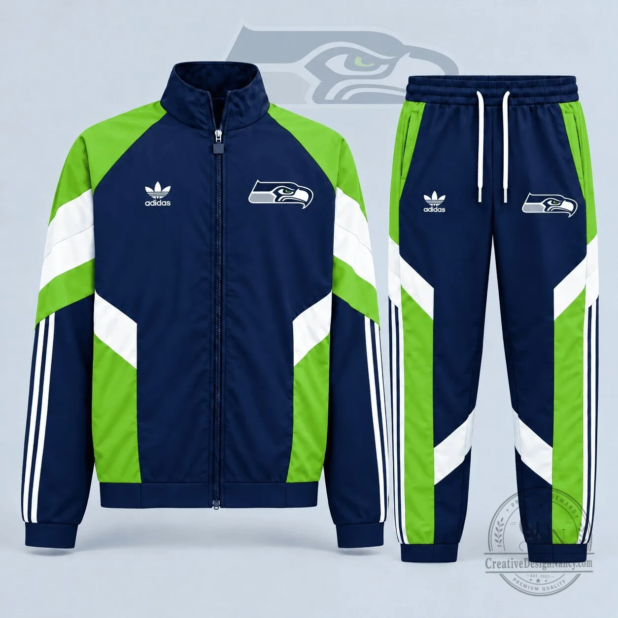 Seattle Seahawks Adidas Dynamic Colorblock Full Zip Track Jacket 1 Seattle Seahawks Adidas Dynamic Colorblock Full Zip Track Jacket