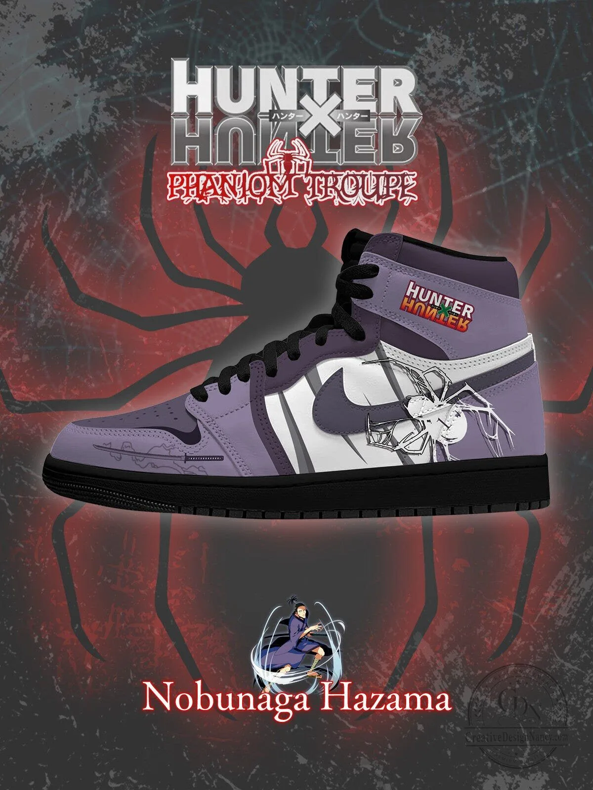 Hunter x Hunter Phantom Troupe Nobunaga Hazama High-Top Sneakers 1 Hunter x Hunter Phantom Troupe Nobunaga Hazama High-Top Sneakers