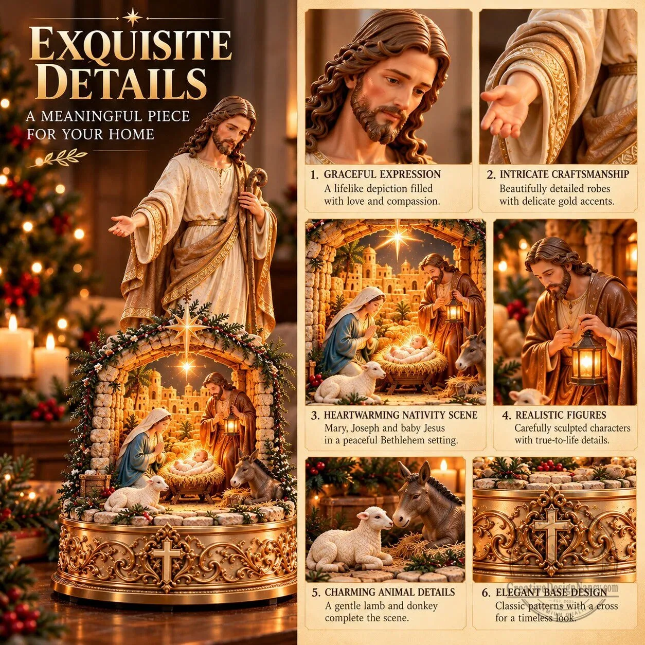 Jesus Christ Nativity Scene Illuminated Sculpture Christmas Home Decor Figurine 7 Jesus Christ Nativity Scene Illuminated Sculpture Christmas Home Decor Figurine