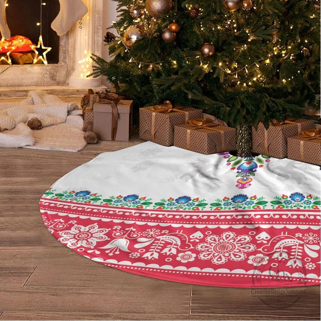 Polish Folk Art Christmas Tree Skirt Traditional Poland Holiday Decor 6 Polish Folk Art Christmas Tree Skirt Traditional Poland Holiday Decor