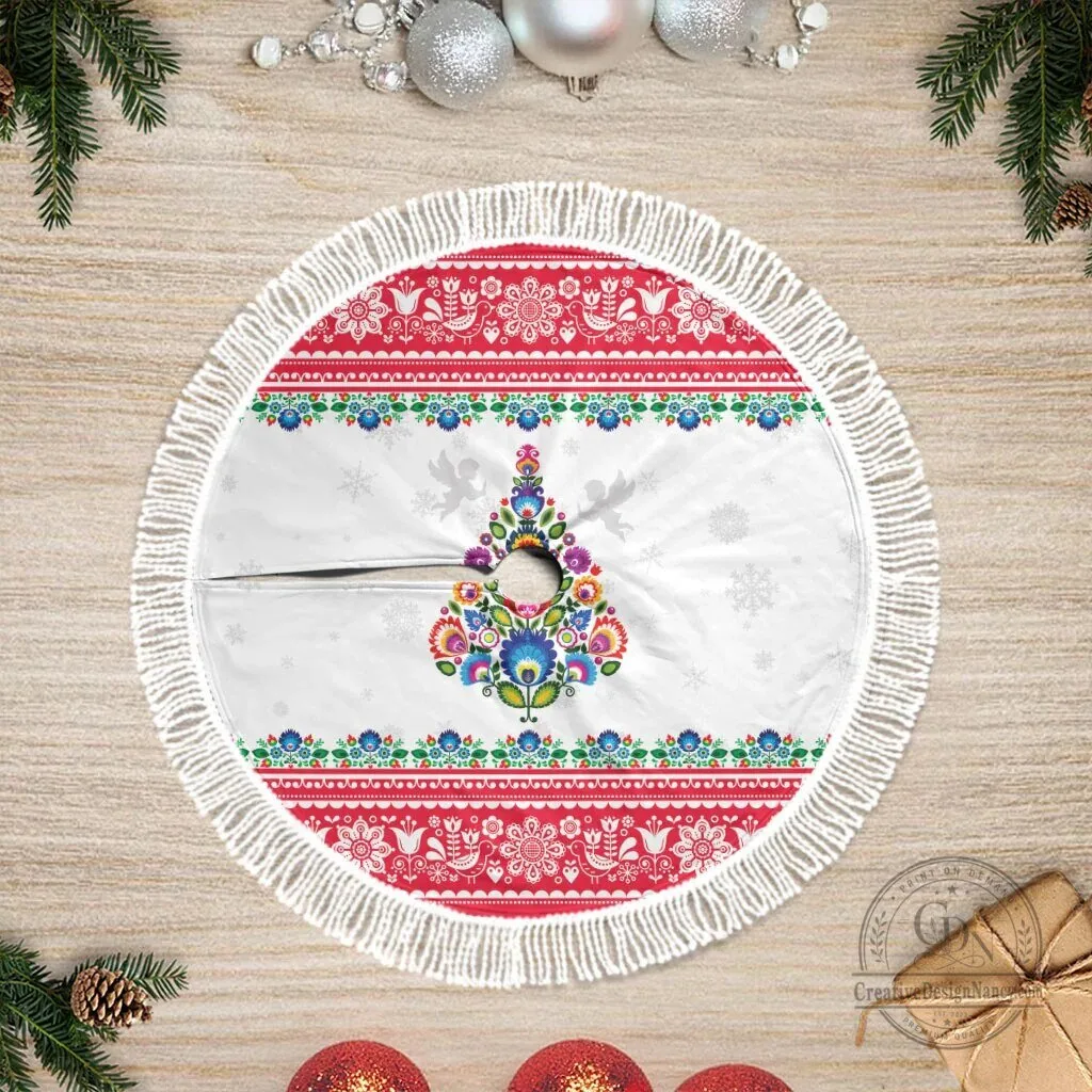 Polish Folk Art Christmas Tree Skirt Traditional Poland Holiday Decor 7 Polish Folk Art Christmas Tree Skirt Traditional Poland Holiday Decor
