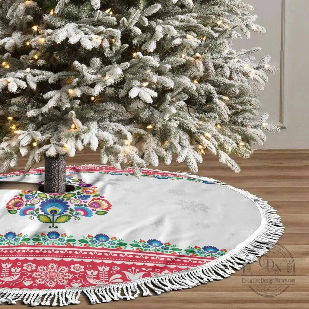 Polish Folk Art Christmas Tree Skirt Traditional Poland Holiday Decor 8 Polish Folk Art Christmas Tree Skirt Traditional Poland Holiday Decor