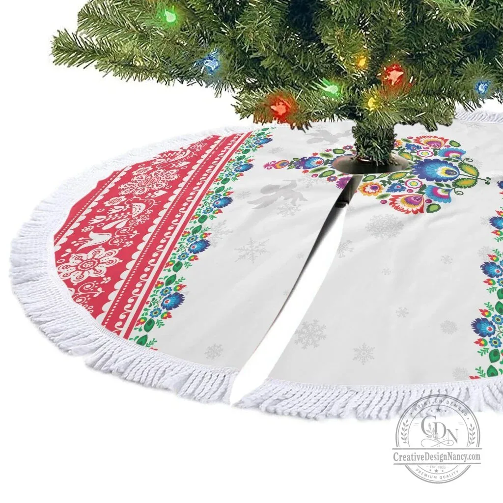 Polish Folk Art Christmas Tree Skirt Traditional Poland Holiday Decor 9 Polish Folk Art Christmas Tree Skirt Traditional Poland Holiday Decor
