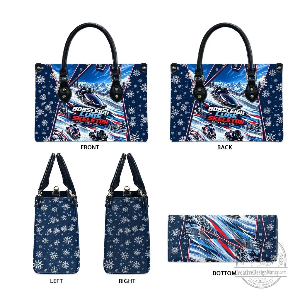 Bobsleigh Luge Skeleton Winter Sliding Sports Snowflakes Handbag 11 Bobsleigh Luge Skeleton Winter Sliding Sports Snowflakes Handbag