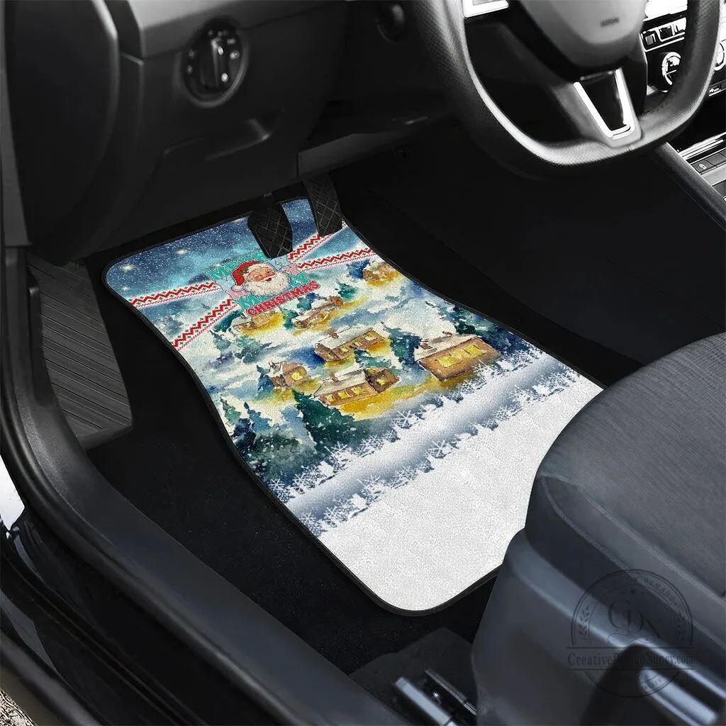 Vintage Santa Claus Christmas Village Car Floor Mats, Winter Holiday Vehicle Decor – image 6 of 6