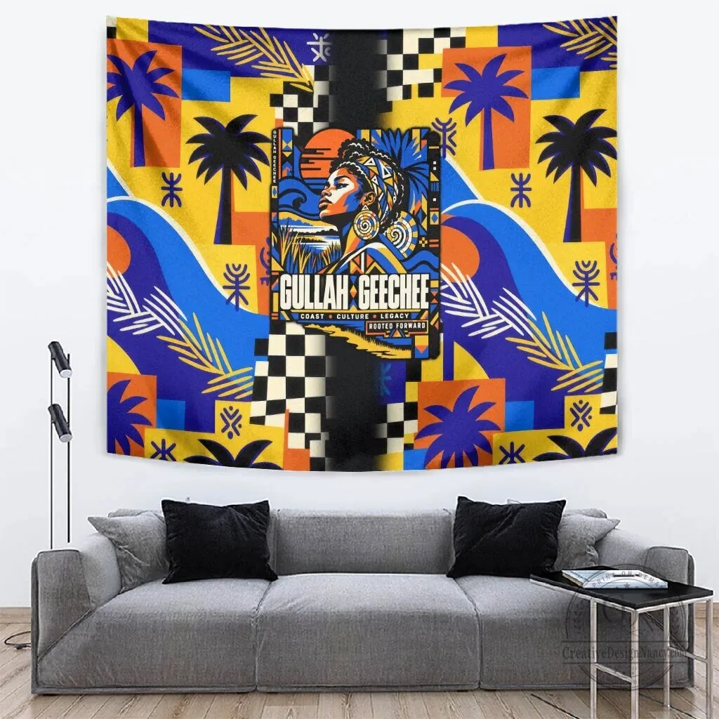 Gullah Geechee African American Tapestry Black History Vibrant Abstract Coastal Wall Art