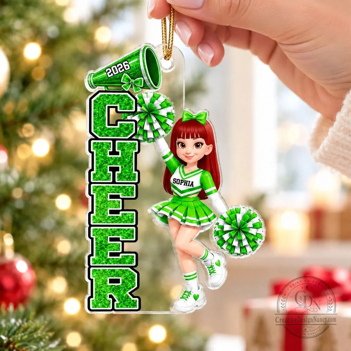 Personalized Cheerleader Christmas Tree Ornament with Custom Name and Year 16 Personalized Cheerleader Christmas Tree Ornament with Custom Name and Year