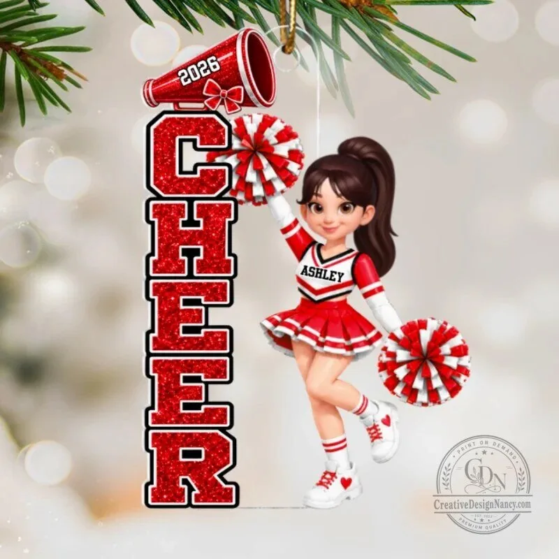Personalized Cheerleader Christmas Tree Ornament with Custom Name and Year 17 Personalized Cheerleader Christmas Tree Ornament with Custom Name and Year