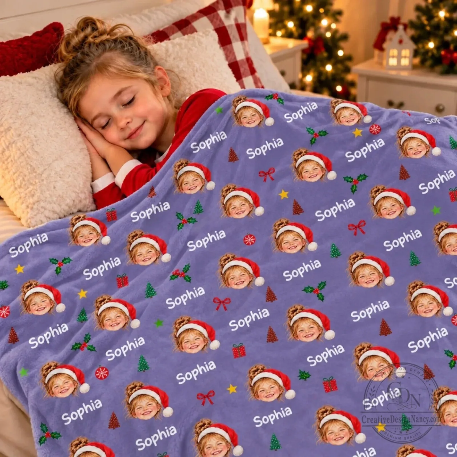 Personalized Kids Christmas Santa Face Photo and Name Custom Blanket 13 Personalized Kids Christmas Santa Face Photo and Name Custom Blanket