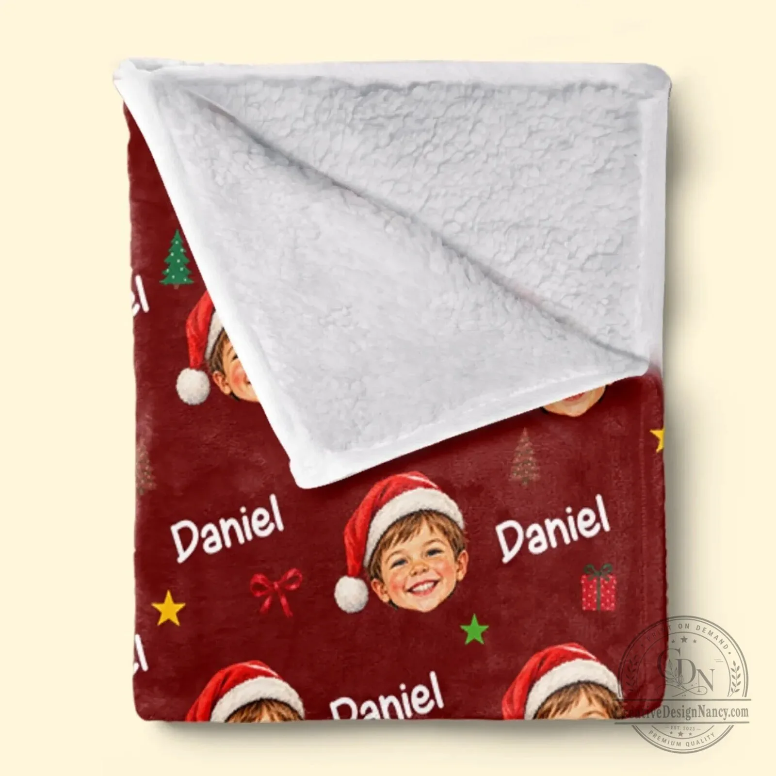 Personalized Kids Christmas Santa Face Photo and Name Custom Blanket 15 Personalized Kids Christmas Santa Face Photo and Name Custom Blanket