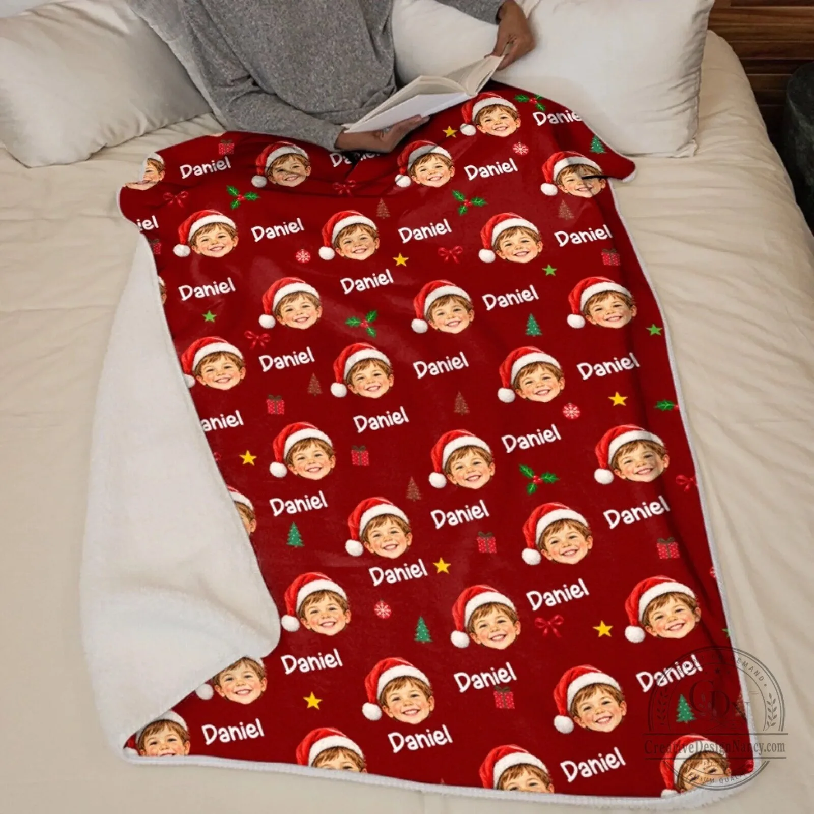 Personalized Kids Christmas Santa Face Photo and Name Custom Blanket 16 Personalized Kids Christmas Santa Face Photo and Name Custom Blanket