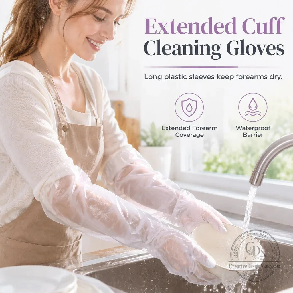 Disposable Long Cuff Cleaning Gloves for Extended Forearm Protection