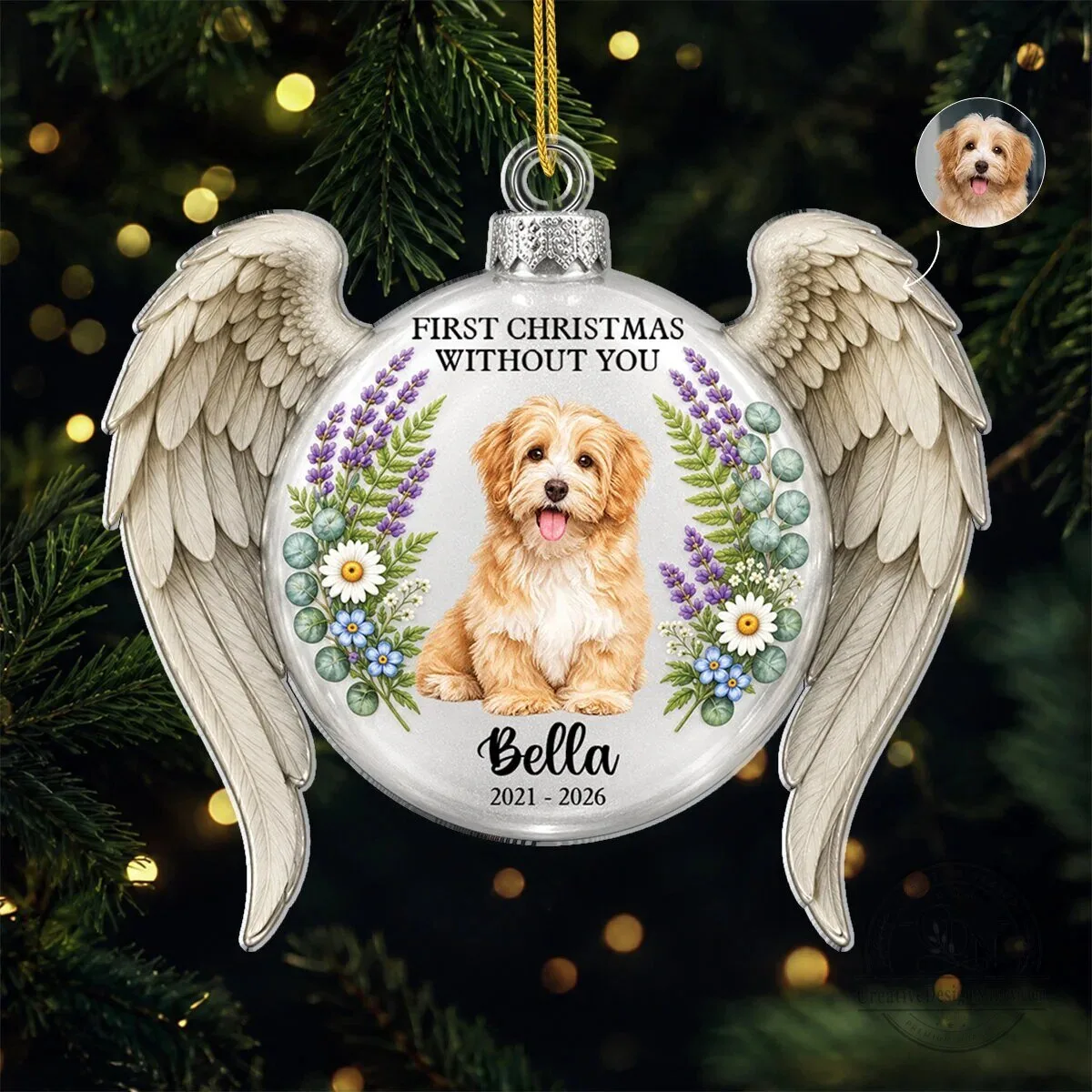 Personalized First Christmas Without You Pet Memorial Dog Photo Ornament