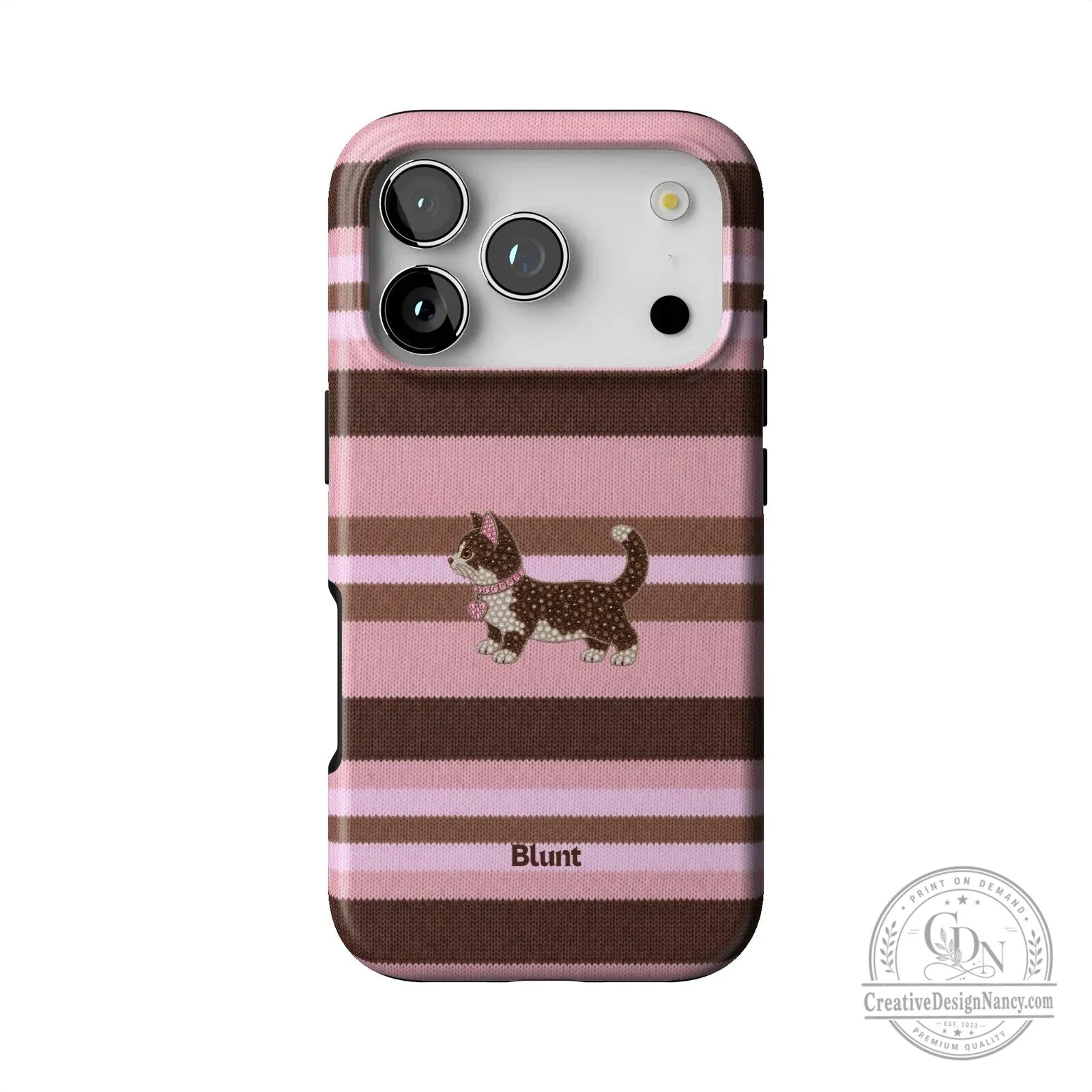 Pink and Brown Striped Kitten Pattern Protective iPhone Case 30 Pink and Brown Striped Kitten Pattern Protective iPhone Case