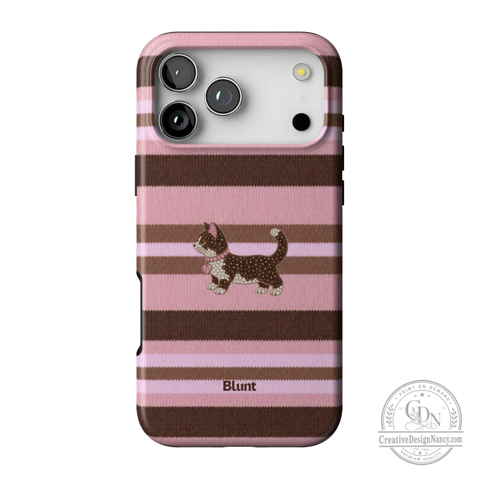 Pink and Brown Striped Kitten Pattern Protective iPhone Case 31 Pink and Brown Striped Kitten Pattern Protective iPhone Case