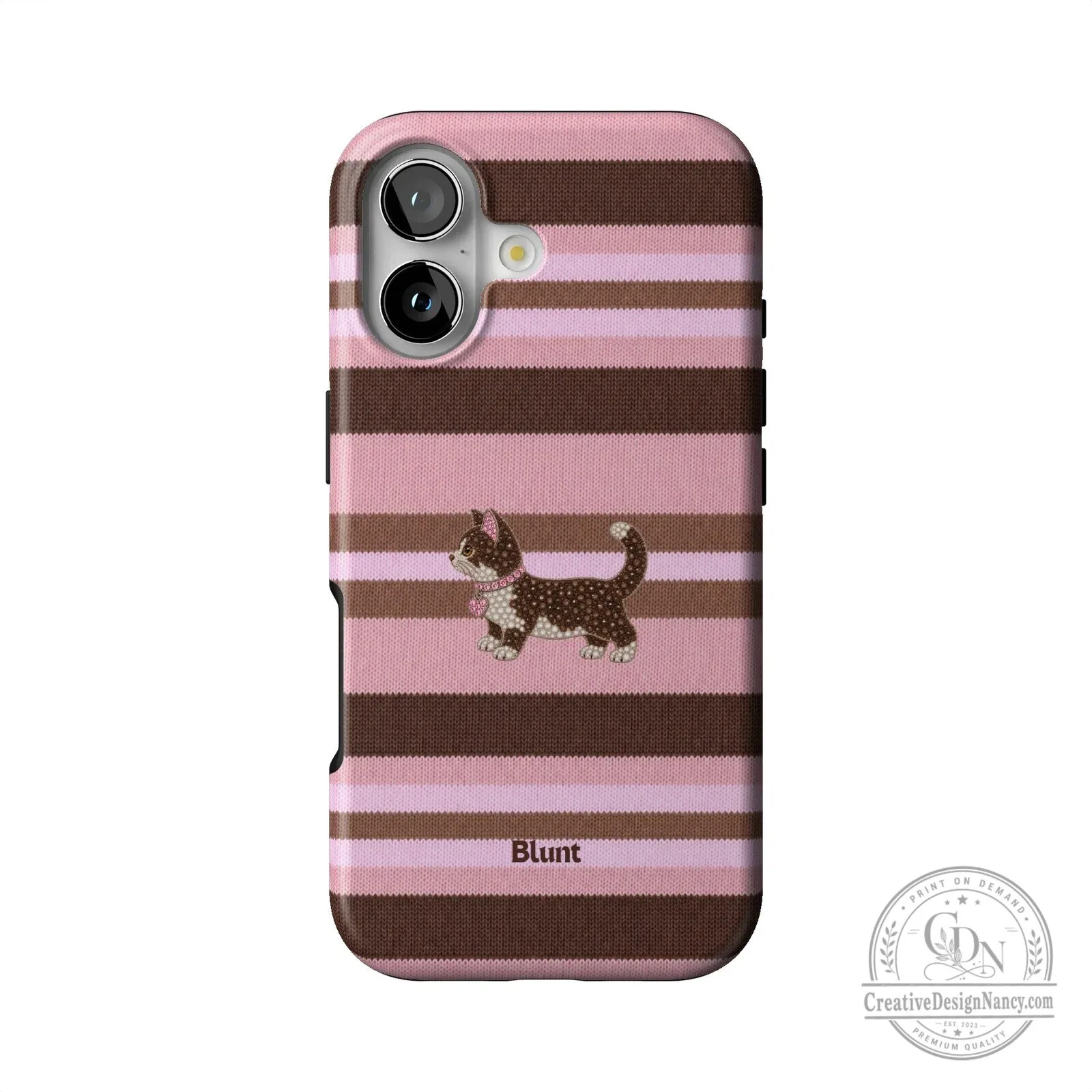 Pink and Brown Striped Kitten Pattern Protective iPhone Case 32 Pink and Brown Striped Kitten Pattern Protective iPhone Case