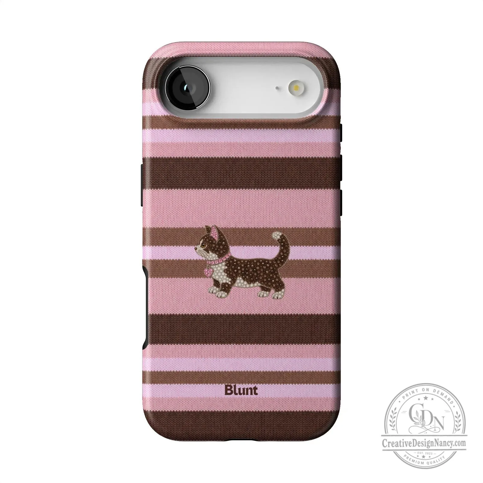 Pink and Brown Striped Kitten Pattern Protective iPhone Case 33 Pink and Brown Striped Kitten Pattern Protective iPhone Case