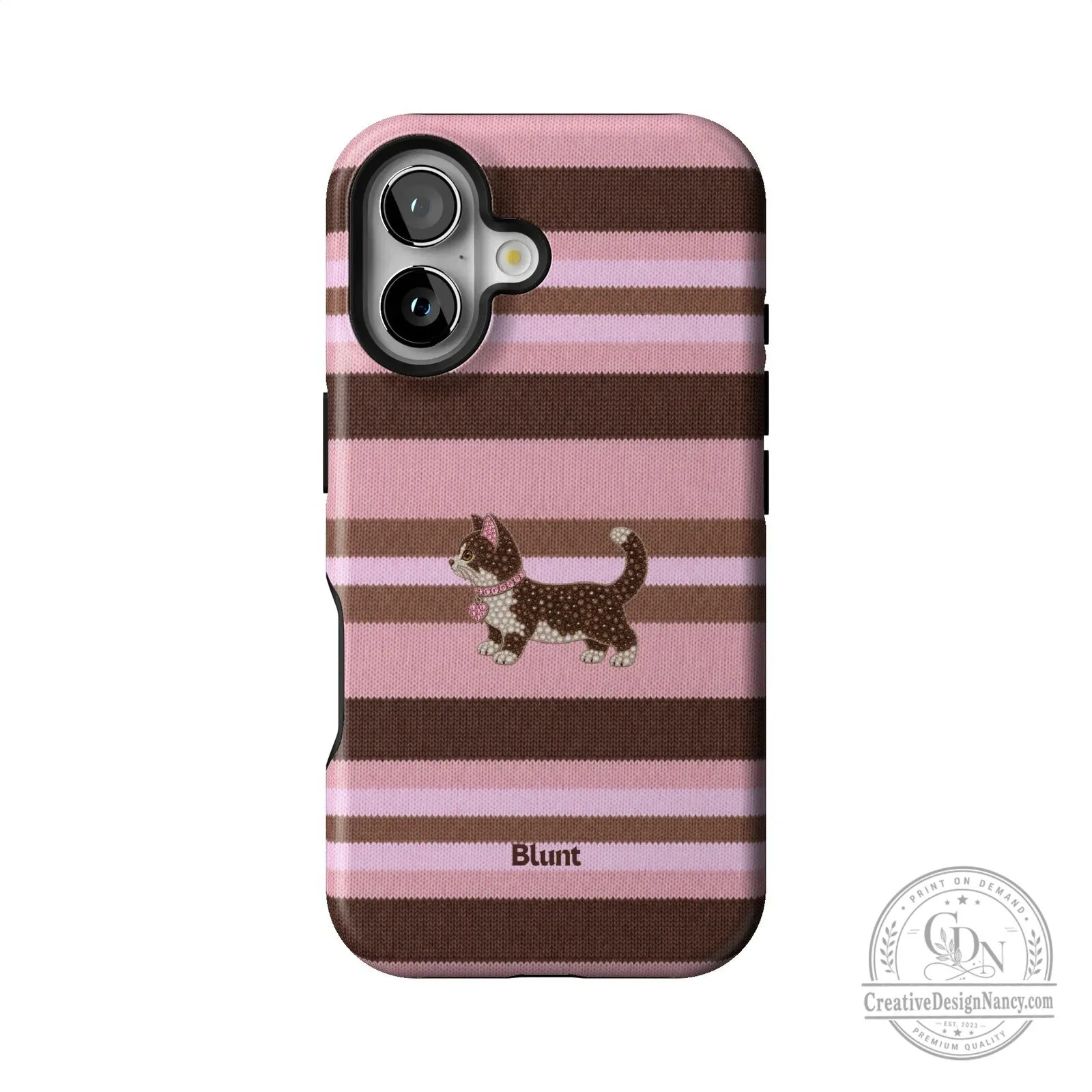 Pink and Brown Striped Kitten Pattern Protective iPhone Case 35 Pink and Brown Striped Kitten Pattern Protective iPhone Case