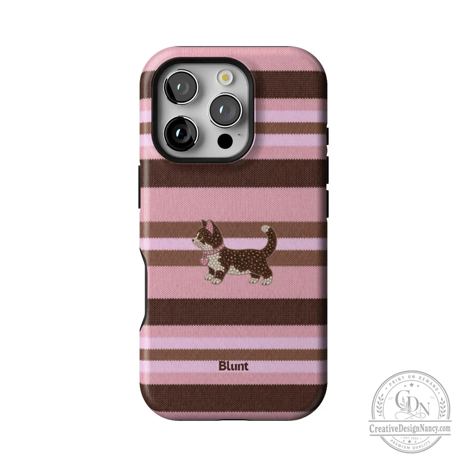 Pink and Brown Striped Kitten Pattern Protective iPhone Case 36 Pink and Brown Striped Kitten Pattern Protective iPhone Case
