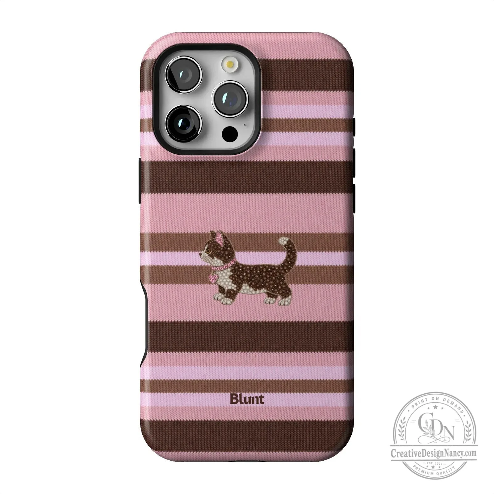 Pink and Brown Striped Kitten Pattern Protective iPhone Case 37 Pink and Brown Striped Kitten Pattern Protective iPhone Case