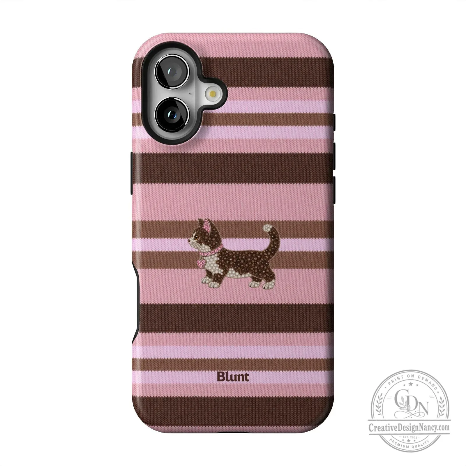 Pink and Brown Striped Kitten Pattern Protective iPhone Case 38 Pink and Brown Striped Kitten Pattern Protective iPhone Case