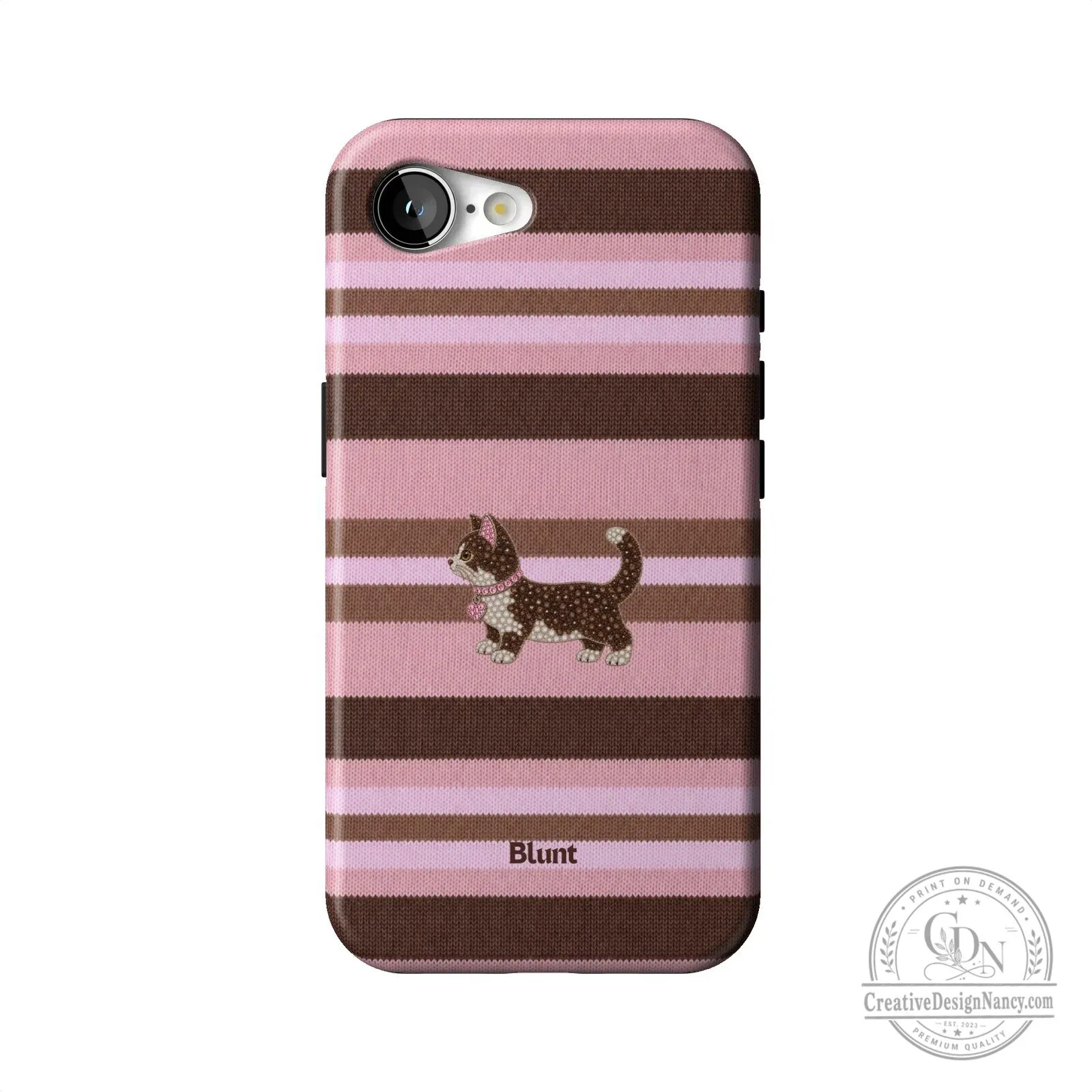 Pink and Brown Striped Kitten Pattern Protective iPhone Case 39 Pink and Brown Striped Kitten Pattern Protective iPhone Case