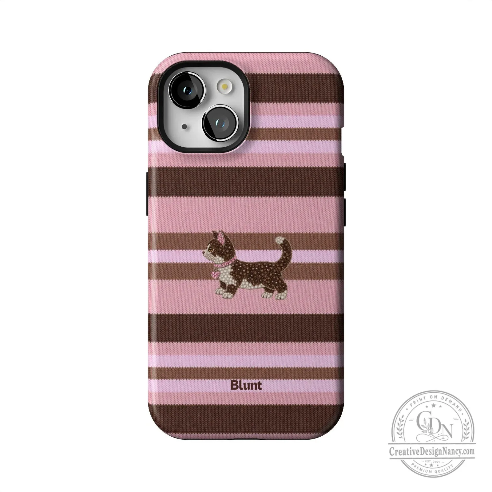 Pink and Brown Striped Kitten Pattern Protective iPhone Case 40 Pink and Brown Striped Kitten Pattern Protective iPhone Case