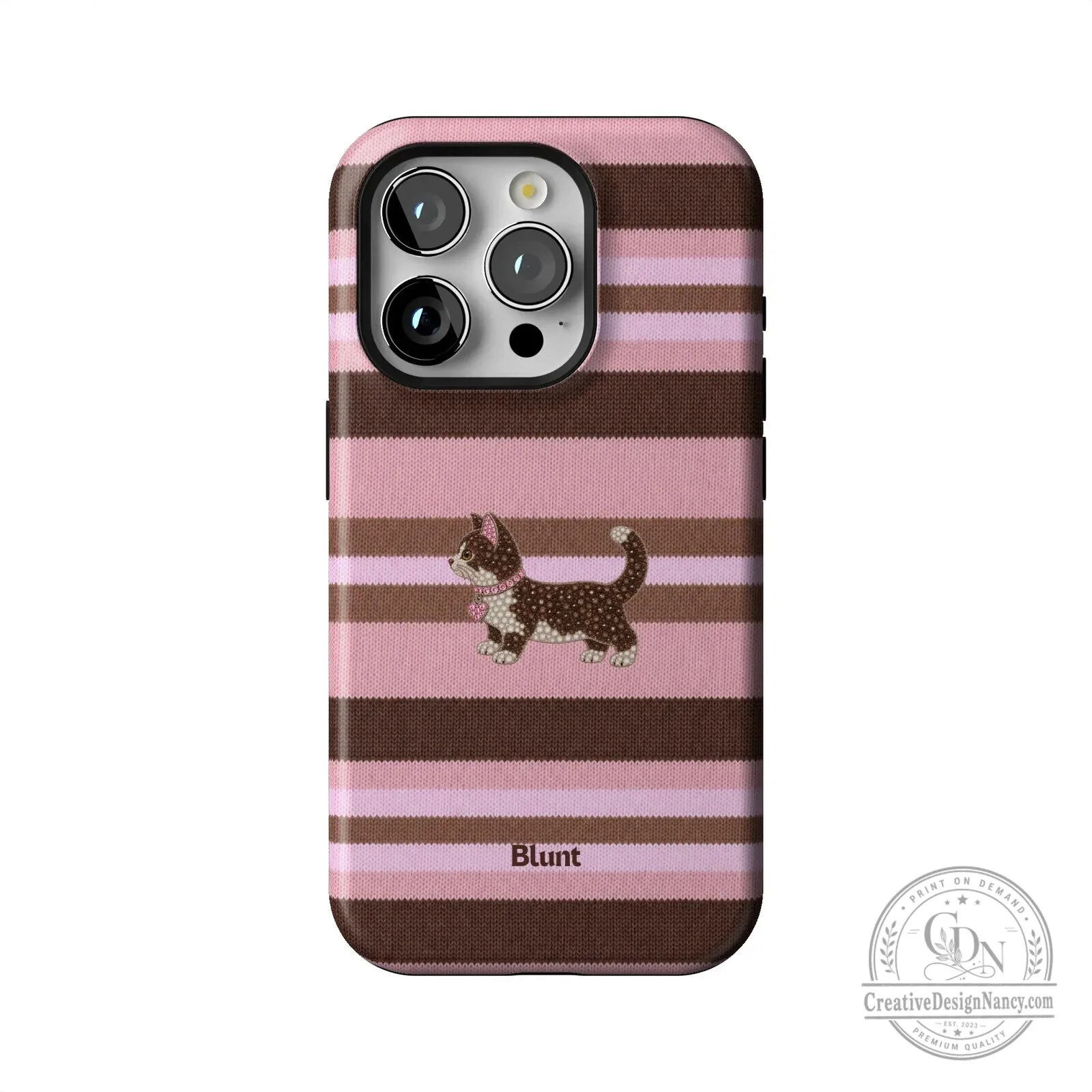 Pink and Brown Striped Kitten Pattern Protective iPhone Case 41 Pink and Brown Striped Kitten Pattern Protective iPhone Case