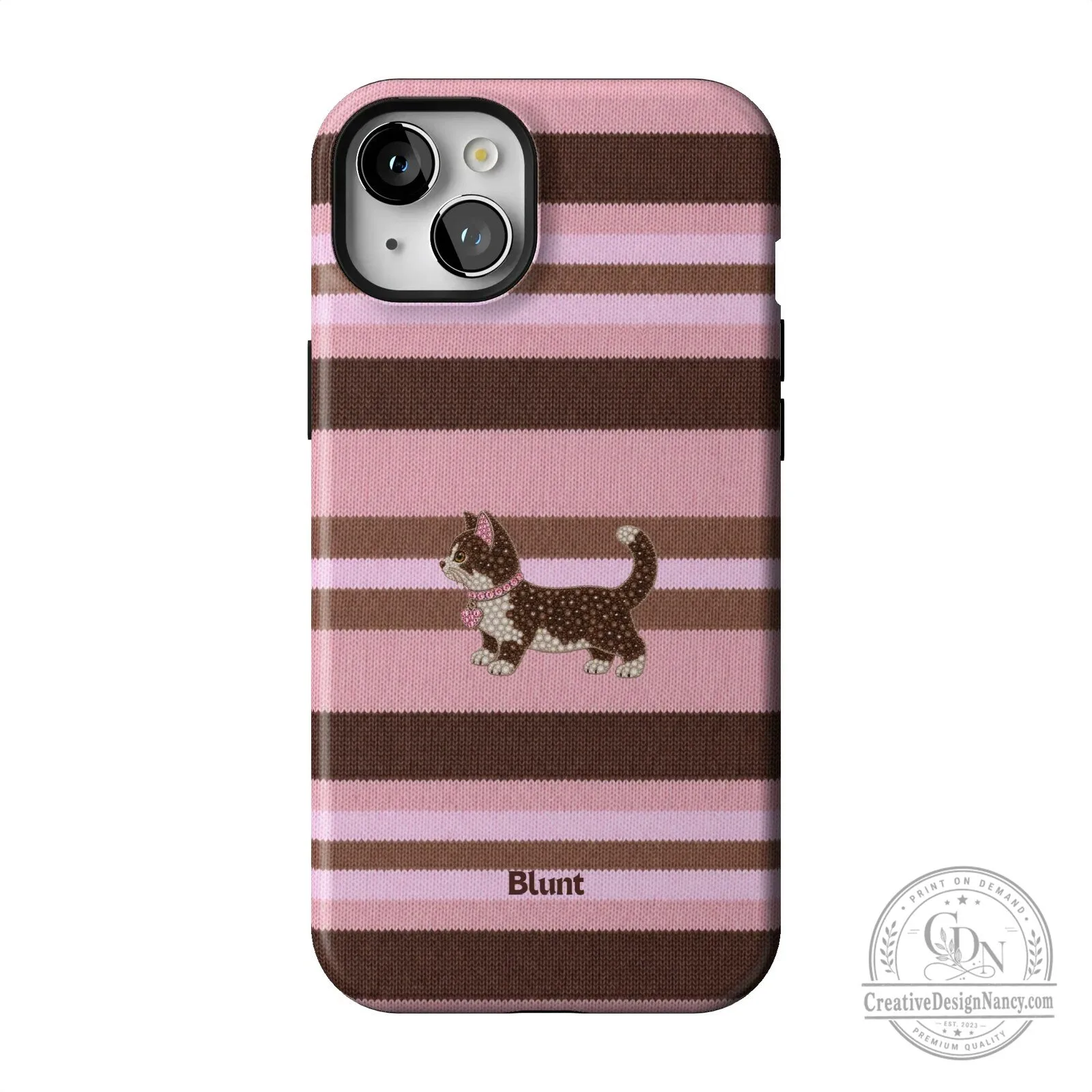 Pink and Brown Striped Kitten Pattern Protective iPhone Case 43 Pink and Brown Striped Kitten Pattern Protective iPhone Case