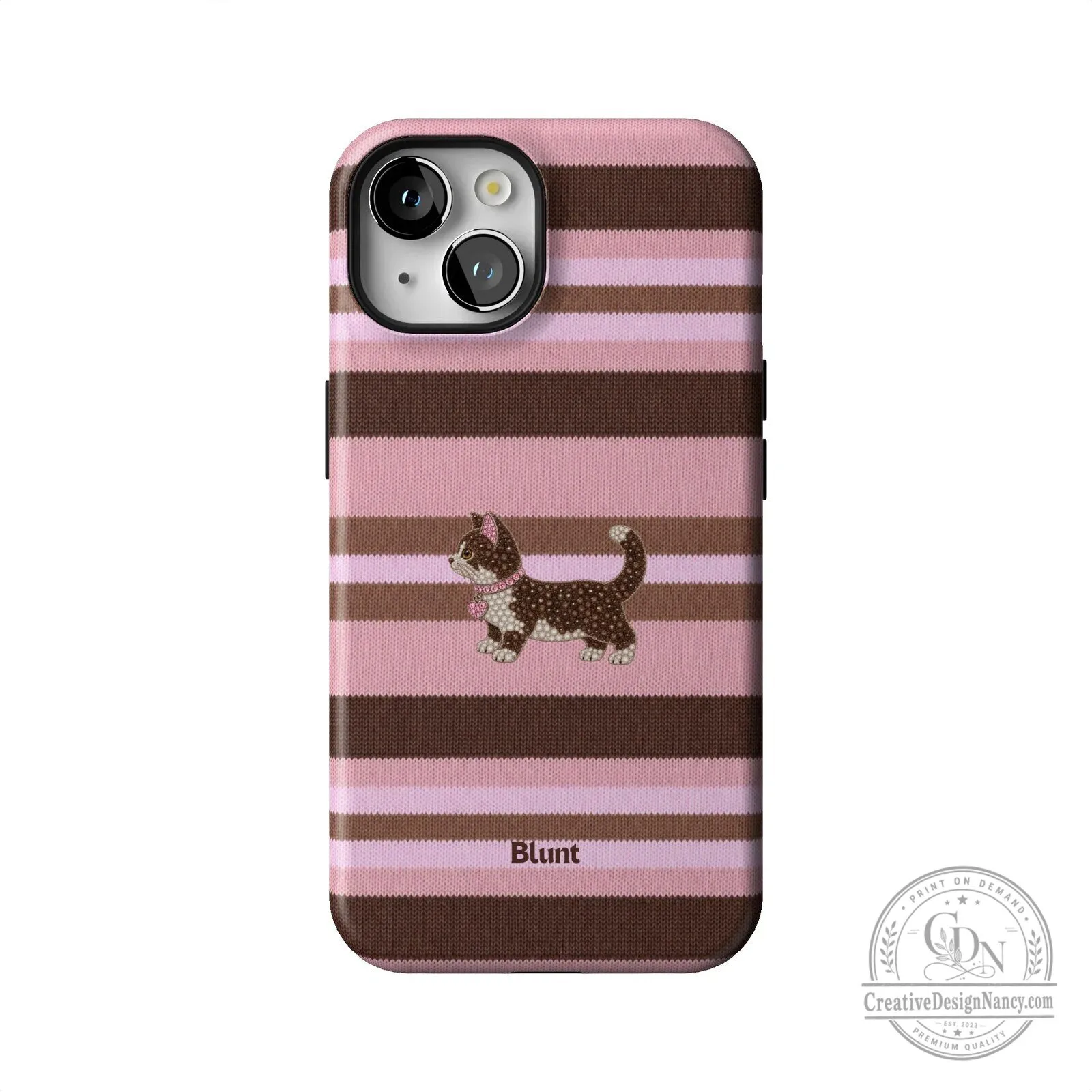 Pink and Brown Striped Kitten Pattern Protective iPhone Case 44 Pink and Brown Striped Kitten Pattern Protective iPhone Case