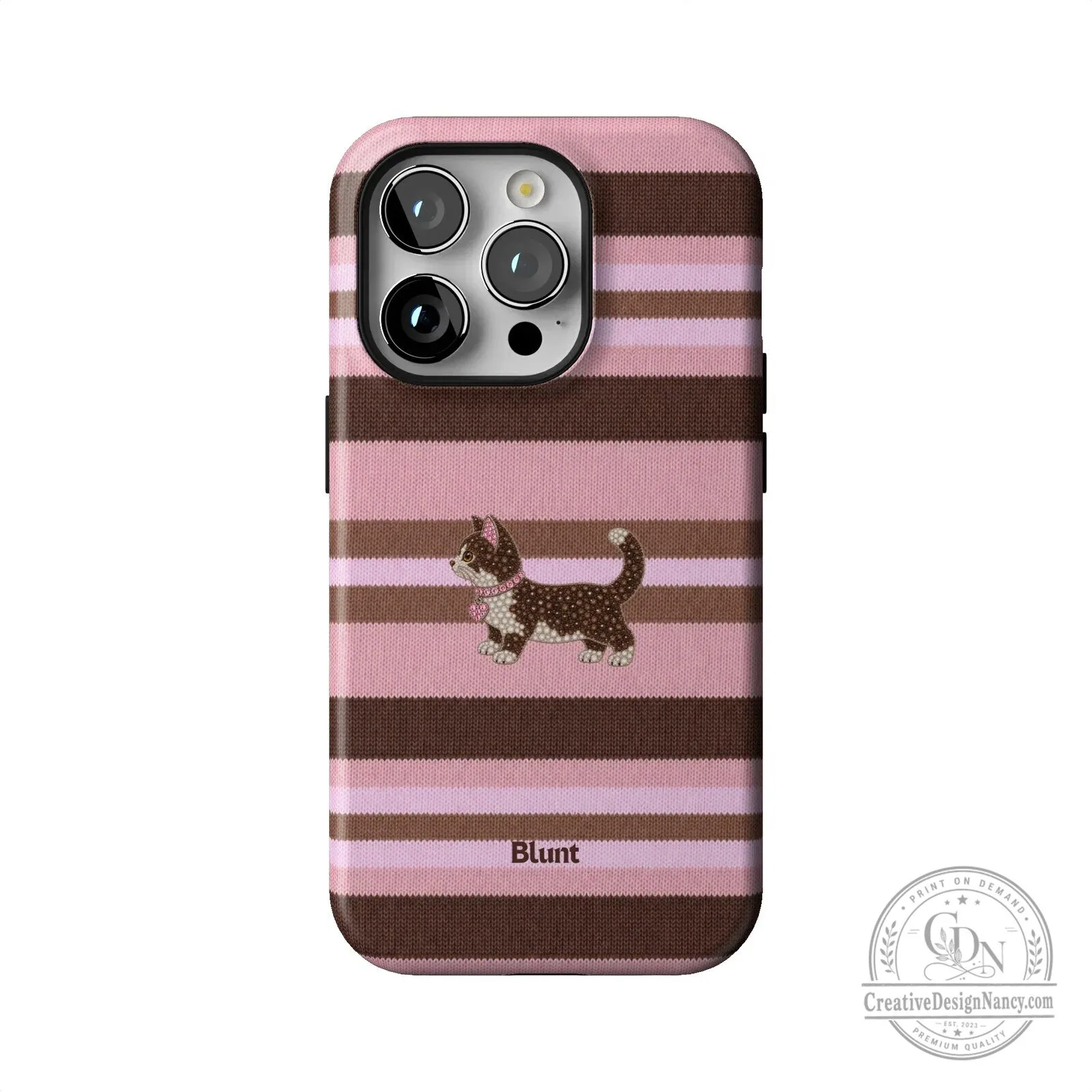 Pink and Brown Striped Kitten Pattern Protective iPhone Case 45 Pink and Brown Striped Kitten Pattern Protective iPhone Case