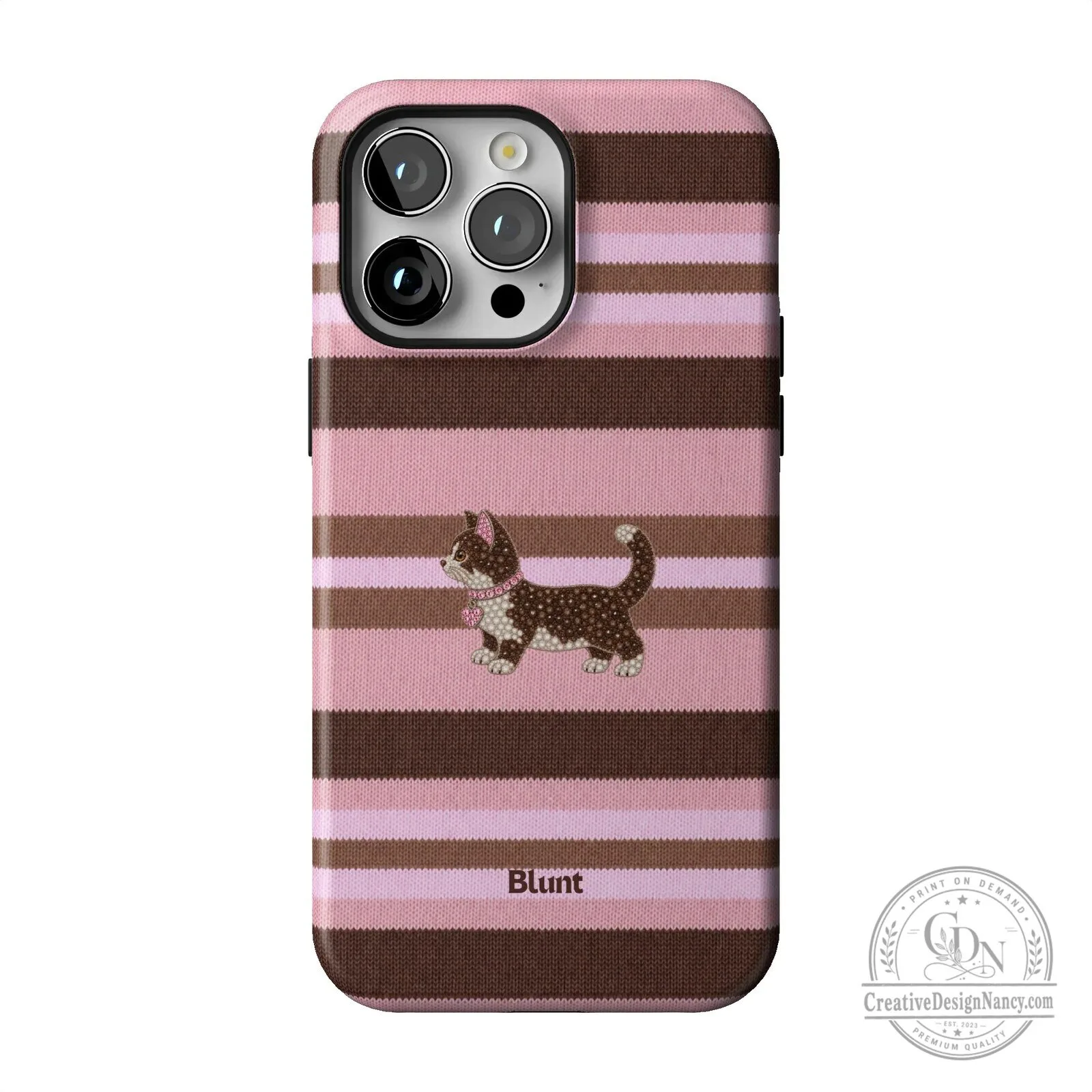 Pink and Brown Striped Kitten Pattern Protective iPhone Case 46 Pink and Brown Striped Kitten Pattern Protective iPhone Case