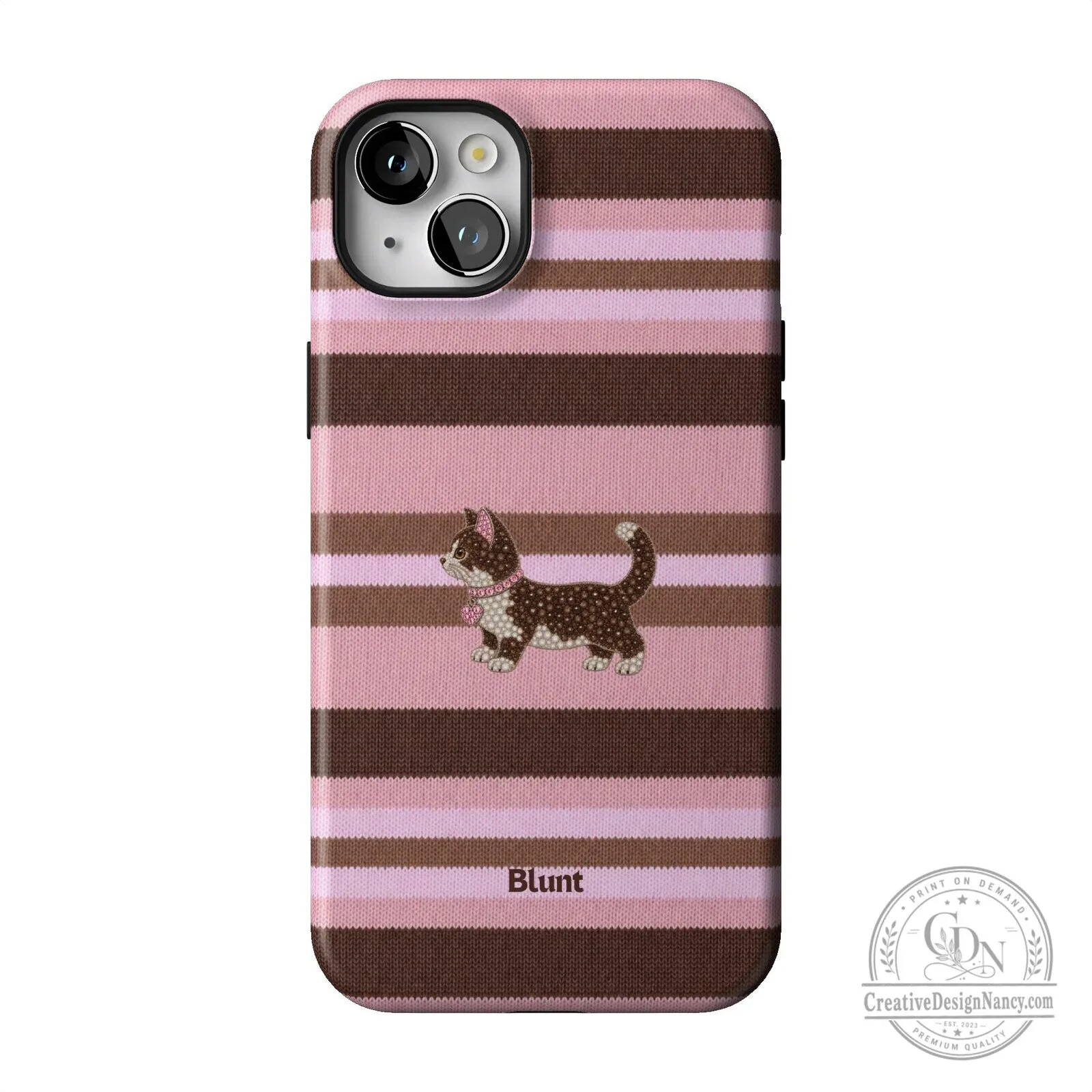 Pink and Brown Striped Kitten Pattern Protective iPhone Case 47 Pink and Brown Striped Kitten Pattern Protective iPhone Case
