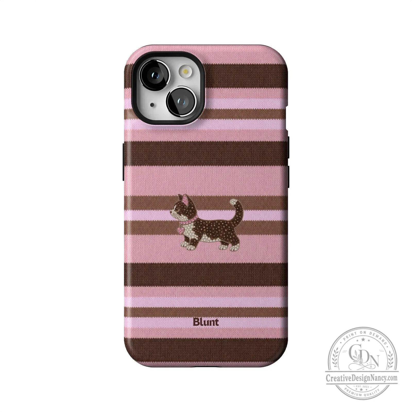 Pink and Brown Striped Kitten Pattern Protective iPhone Case 48 Pink and Brown Striped Kitten Pattern Protective iPhone Case