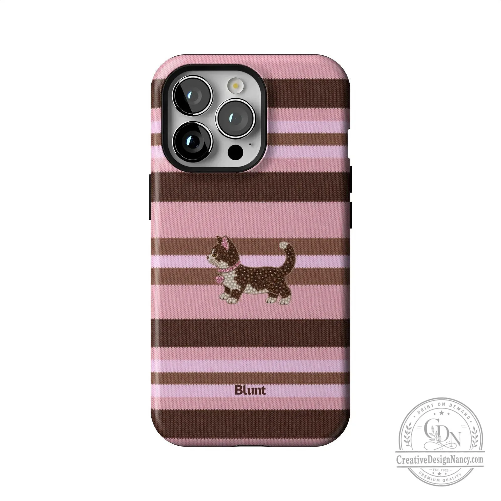 Pink and Brown Striped Kitten Pattern Protective iPhone Case 49 Pink and Brown Striped Kitten Pattern Protective iPhone Case