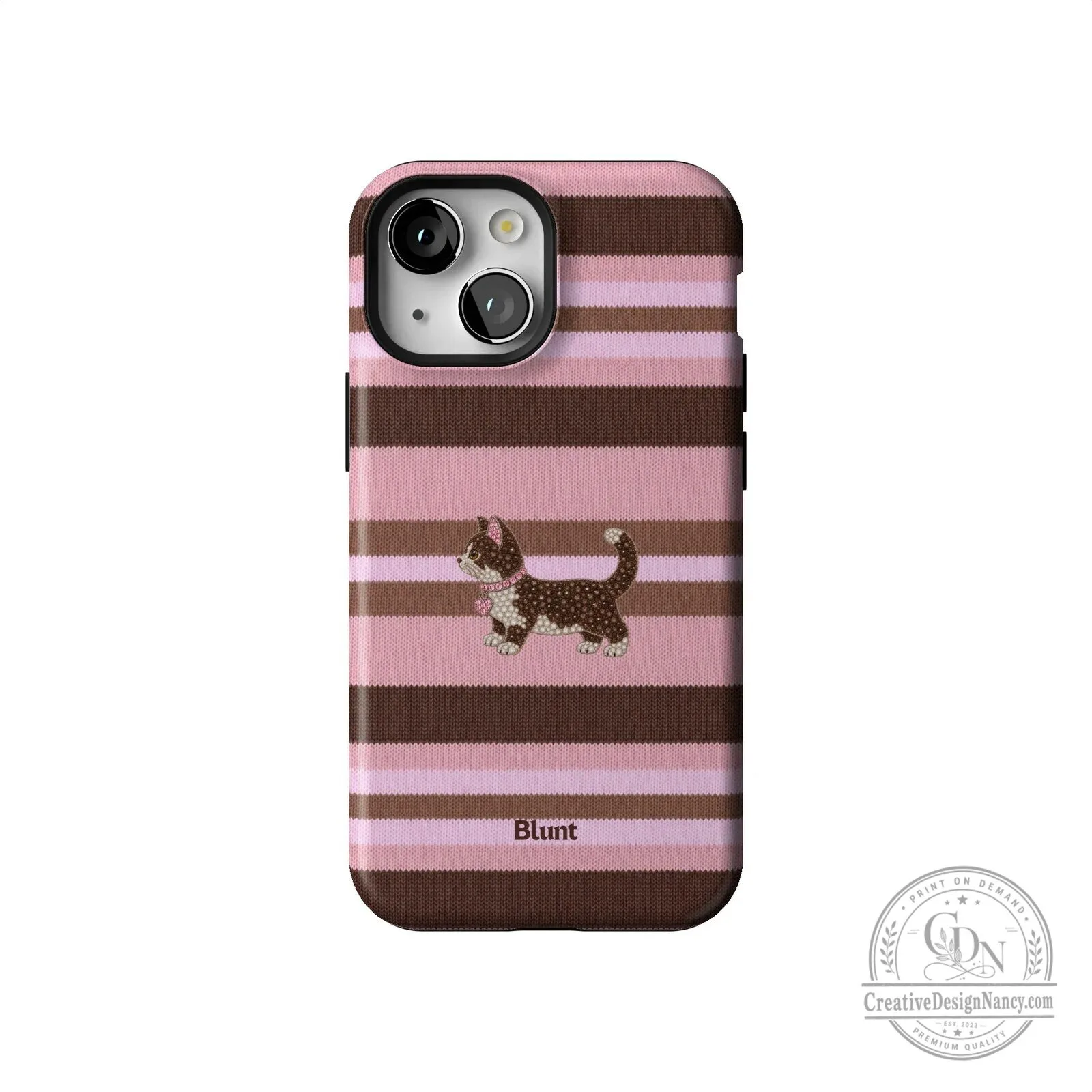 Pink and Brown Striped Kitten Pattern Protective iPhone Case 51 Pink and Brown Striped Kitten Pattern Protective iPhone Case