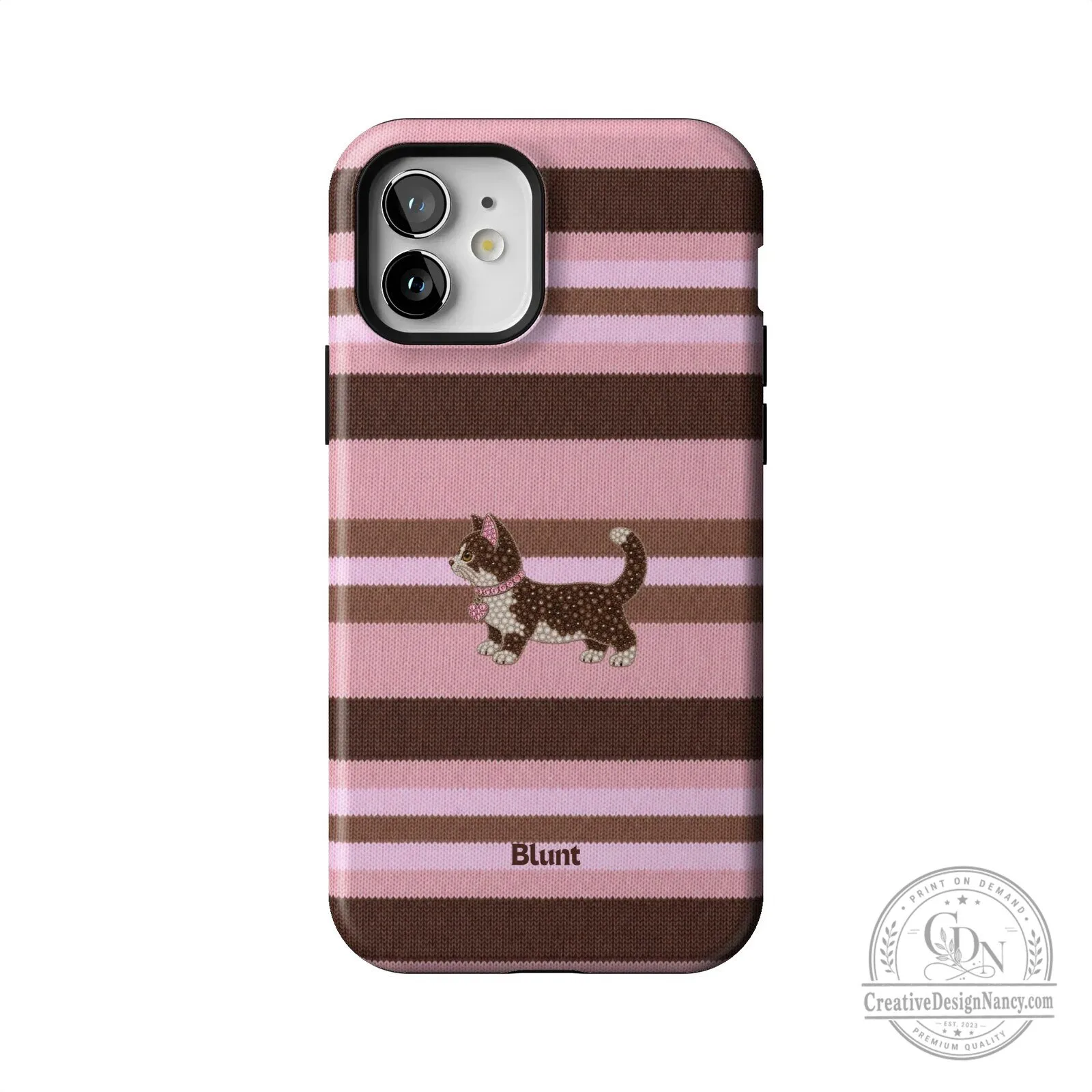 Pink and Brown Striped Kitten Pattern Protective iPhone Case 52 Pink and Brown Striped Kitten Pattern Protective iPhone Case