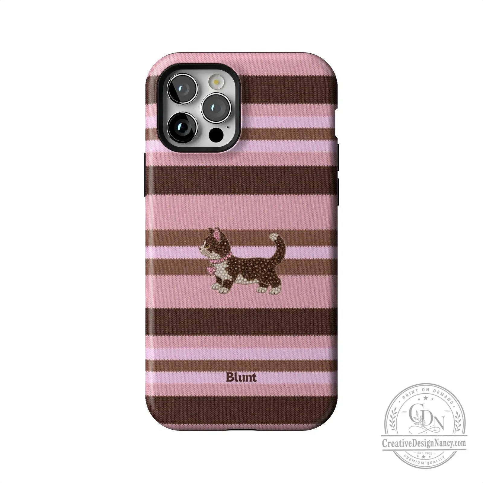 Pink and Brown Striped Kitten Pattern Protective iPhone Case 53 Pink and Brown Striped Kitten Pattern Protective iPhone Case