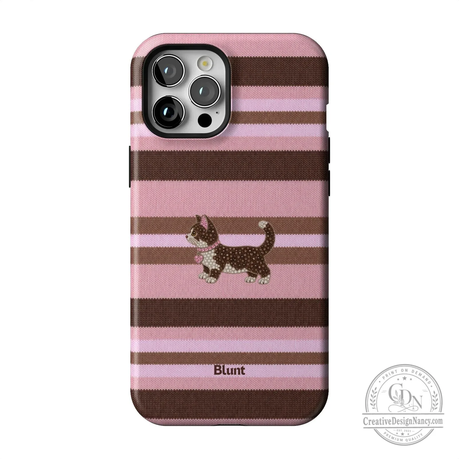 Pink and Brown Striped Kitten Pattern Protective iPhone Case 54 Pink and Brown Striped Kitten Pattern Protective iPhone Case