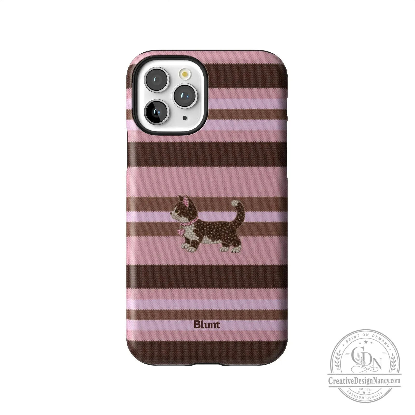Pink and Brown Striped Kitten Pattern Protective iPhone Case 57 Pink and Brown Striped Kitten Pattern Protective iPhone Case