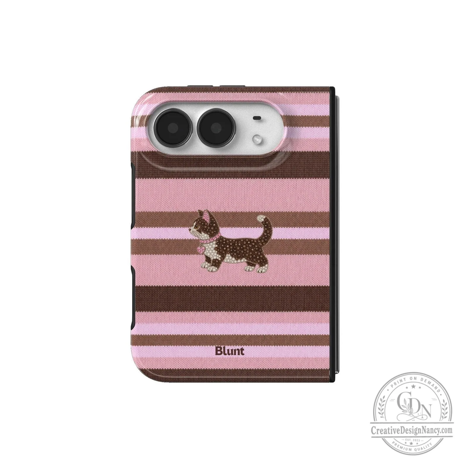 Pink and Brown Striped Kitten Pattern Protective iPhone Case 59 Pink and Brown Striped Kitten Pattern Protective iPhone Case
