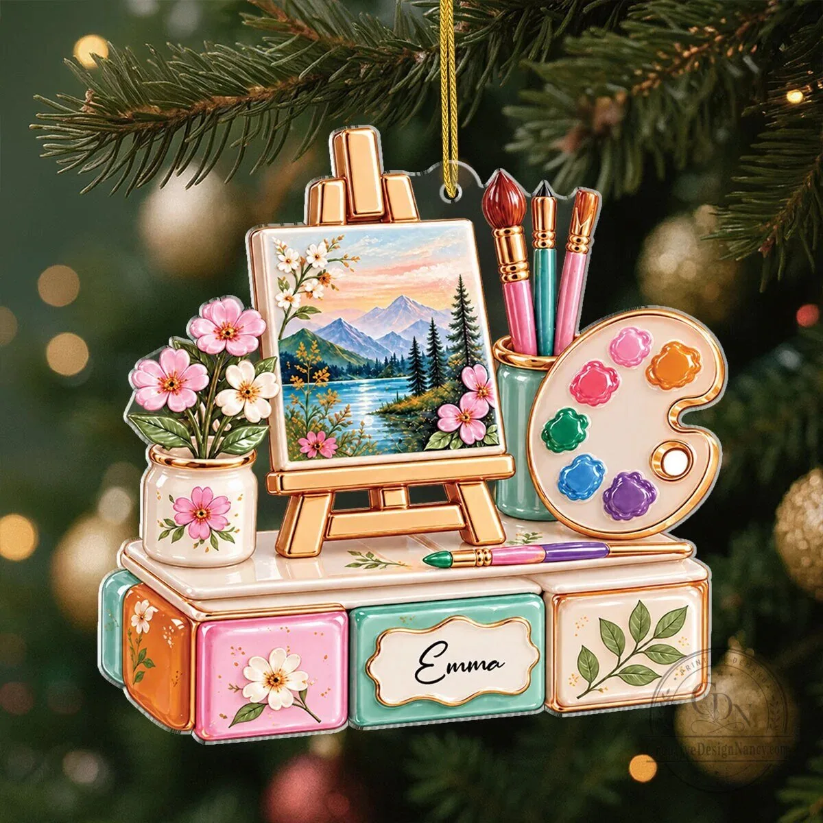 Personalized Artist Painting Easel Palette Brushes Christmas Tree Ornament 7 Personalized Artist Painting Easel Palette Brushes Christmas Tree Ornament