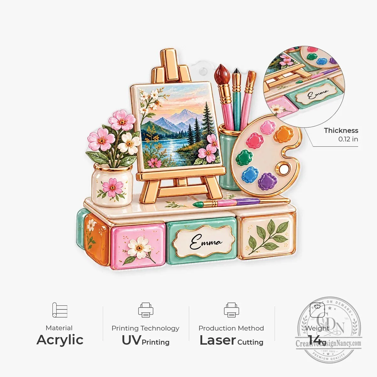 Personalized Artist Painting Easel Palette Brushes Christmas Tree Ornament 8 Personalized Artist Painting Easel Palette Brushes Christmas Tree Ornament